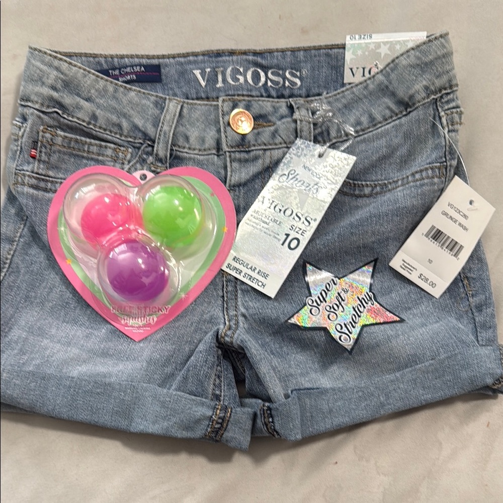 Vigoss Girls' Light Blue Denim Shorts with Star Detail